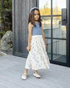 Rylee & Cru | Tiered Midi Skirt Seashells | Side | Vagabond | Apparel | Boutique