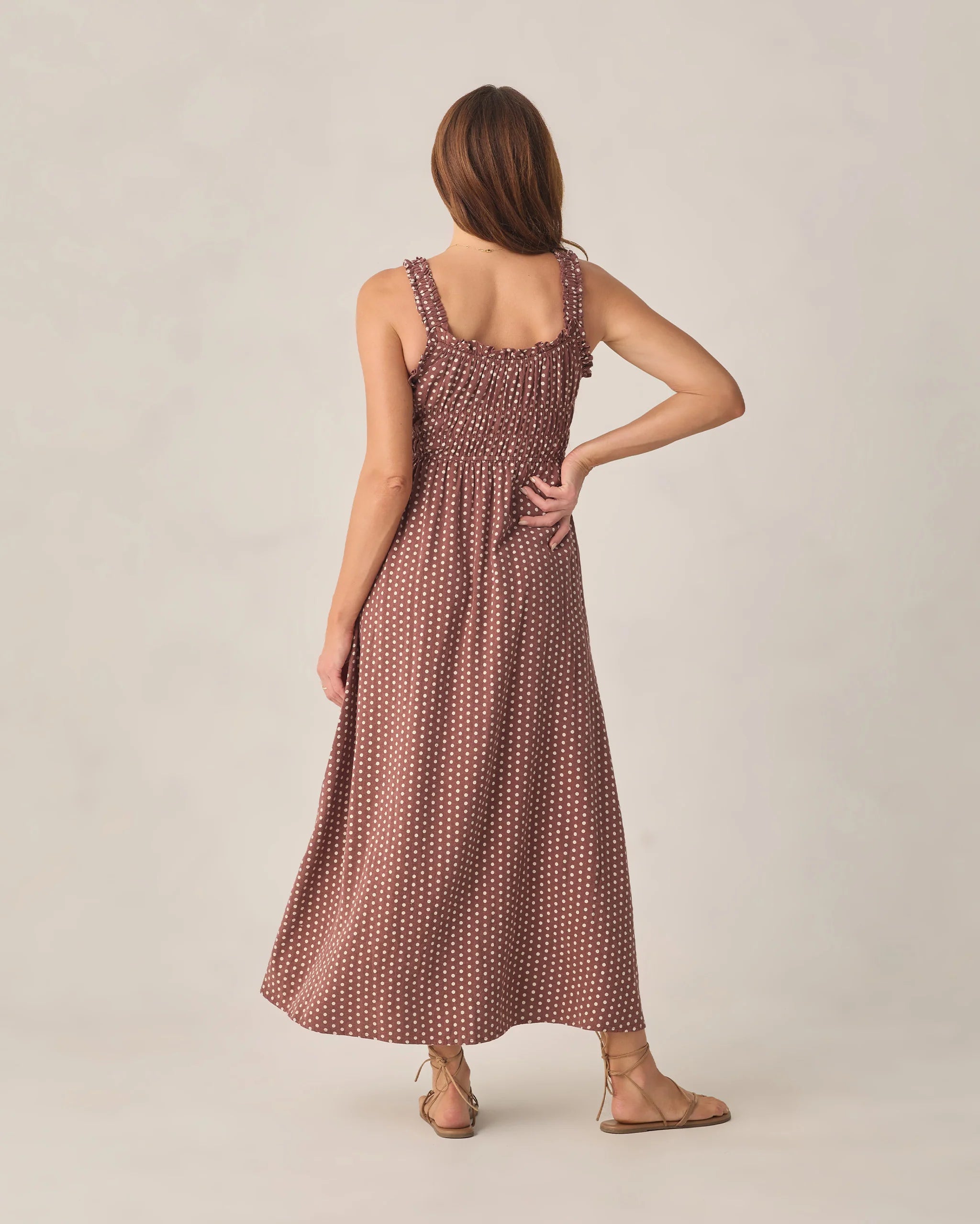Rylee & Cru | Women Jane Dress | Chocolate Polka Dot | Back | Vagabond | Apparel | Boutique