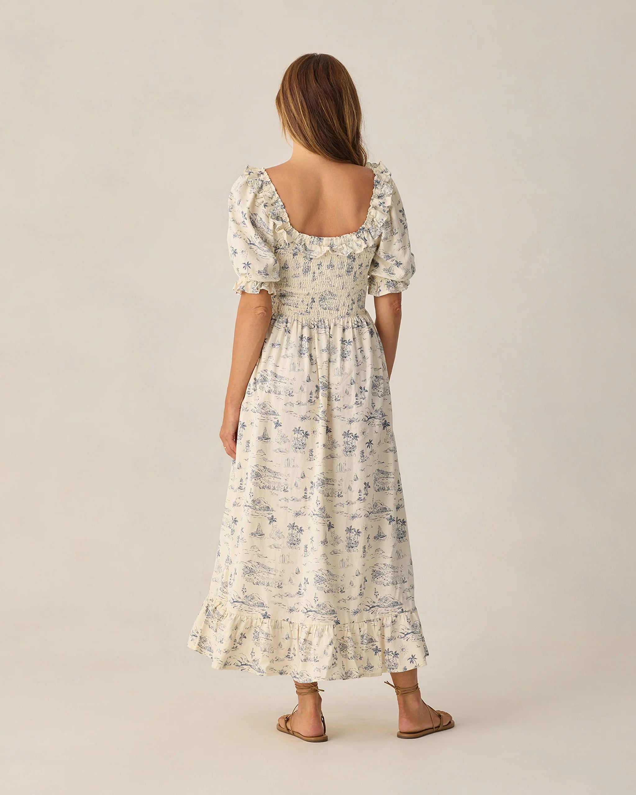 Rylee & Cru | Women | Lexi Dress Ocean Toile | Back | Vagabond | Apparel | Boutique