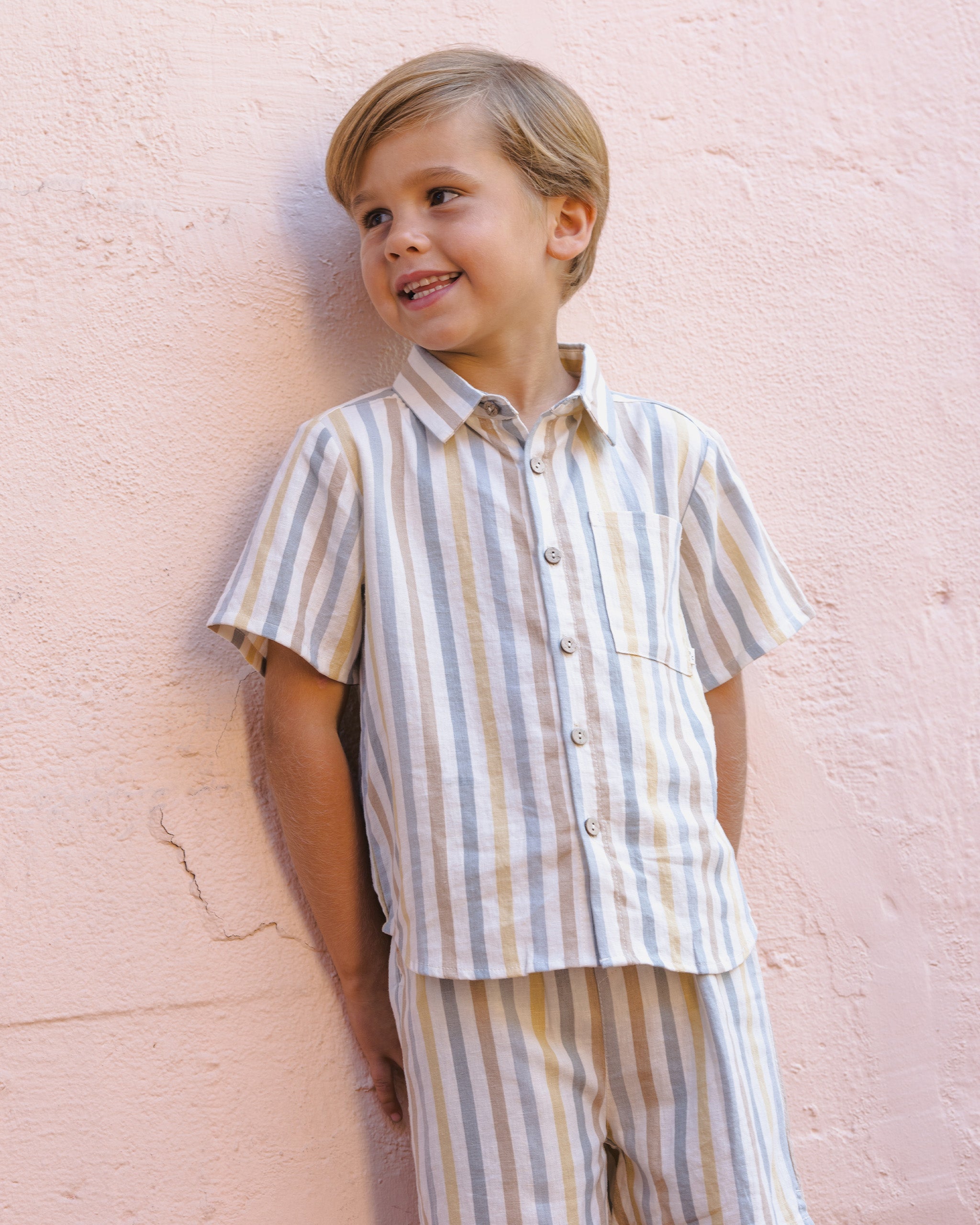 Rylee & Cru | Collared Short Sleeve Shirt Valencia Stripe | Vagabond | Apparel | Boutique