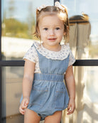 Rylee & Cru | Denim Romper | Washed Blue | Model | Vagabond | Apparel | Boutique