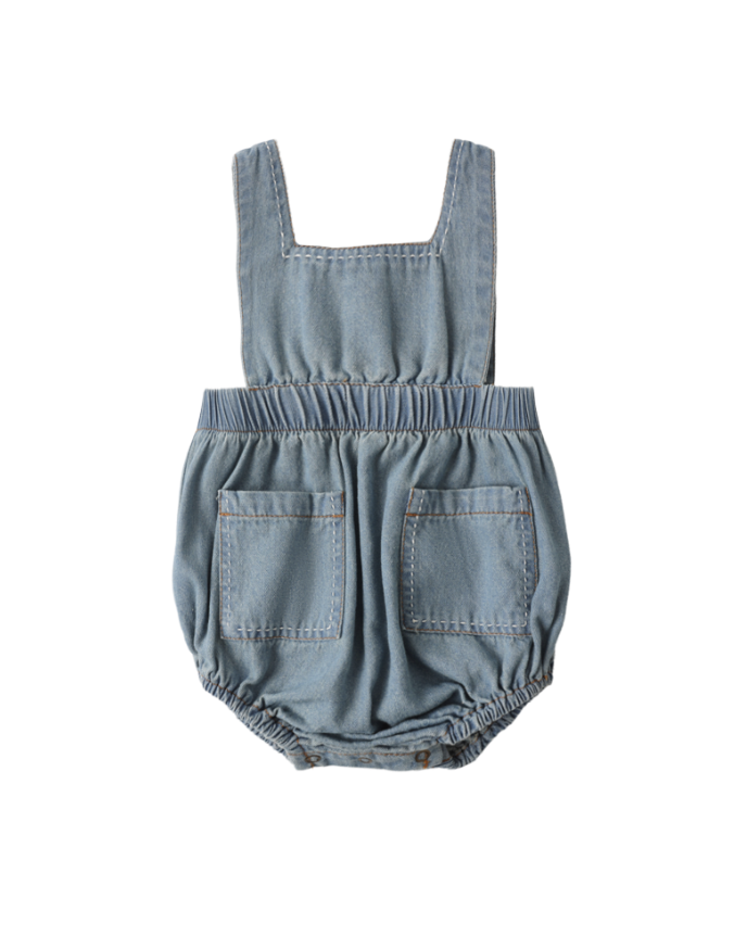Rylee & Cru | Denim Romper | Washed Blue | Stock | Vagabond | Apparel | Boutique