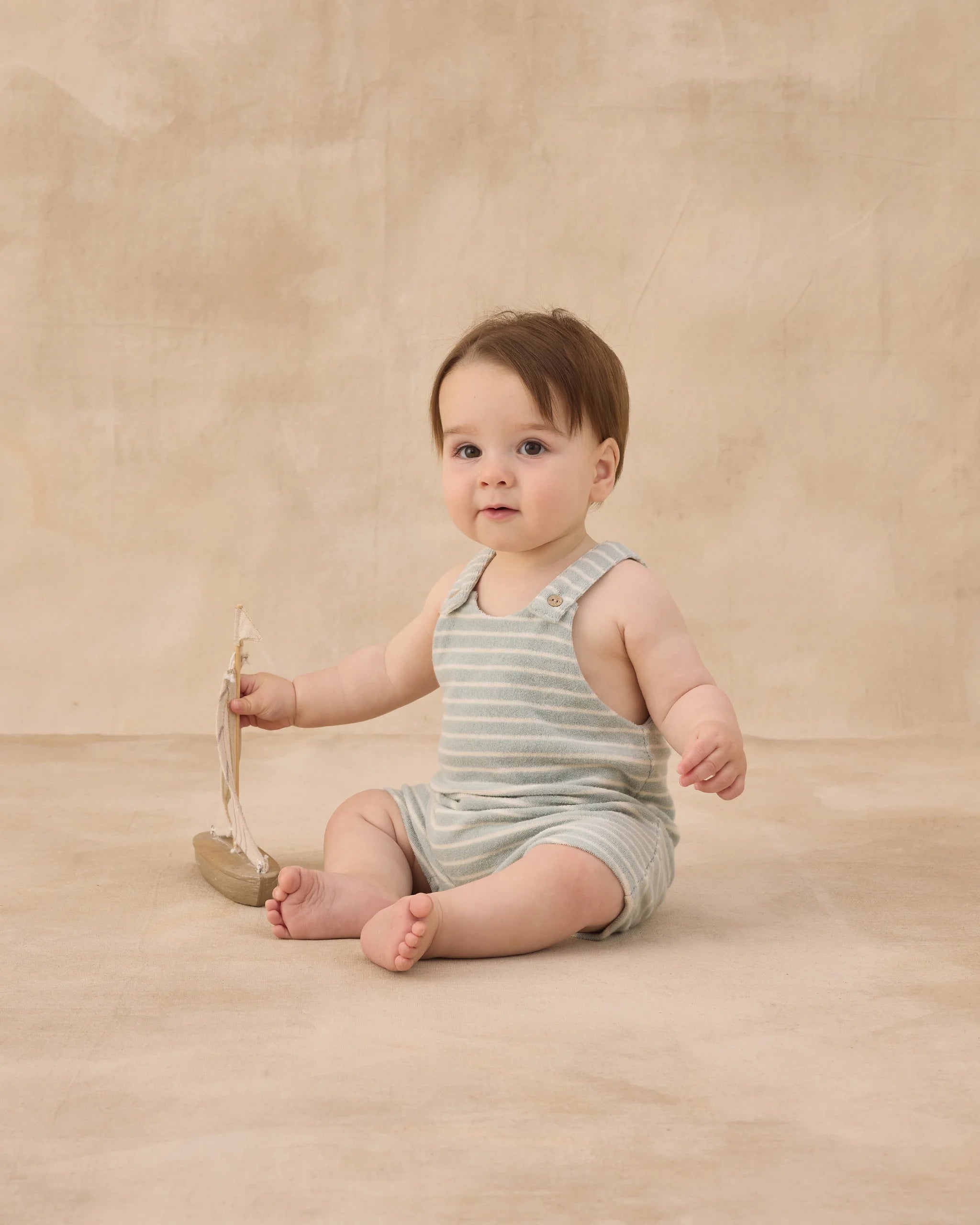 Rylee & Cru | Gio Romper Seafoam Terry Stripe | Model | Vagabond | Apparel | Boutique