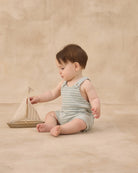 Rylee & Cru | Gio Romper Seafoam Terry Stripe | Side | Vagabond | Apparel | Boutique