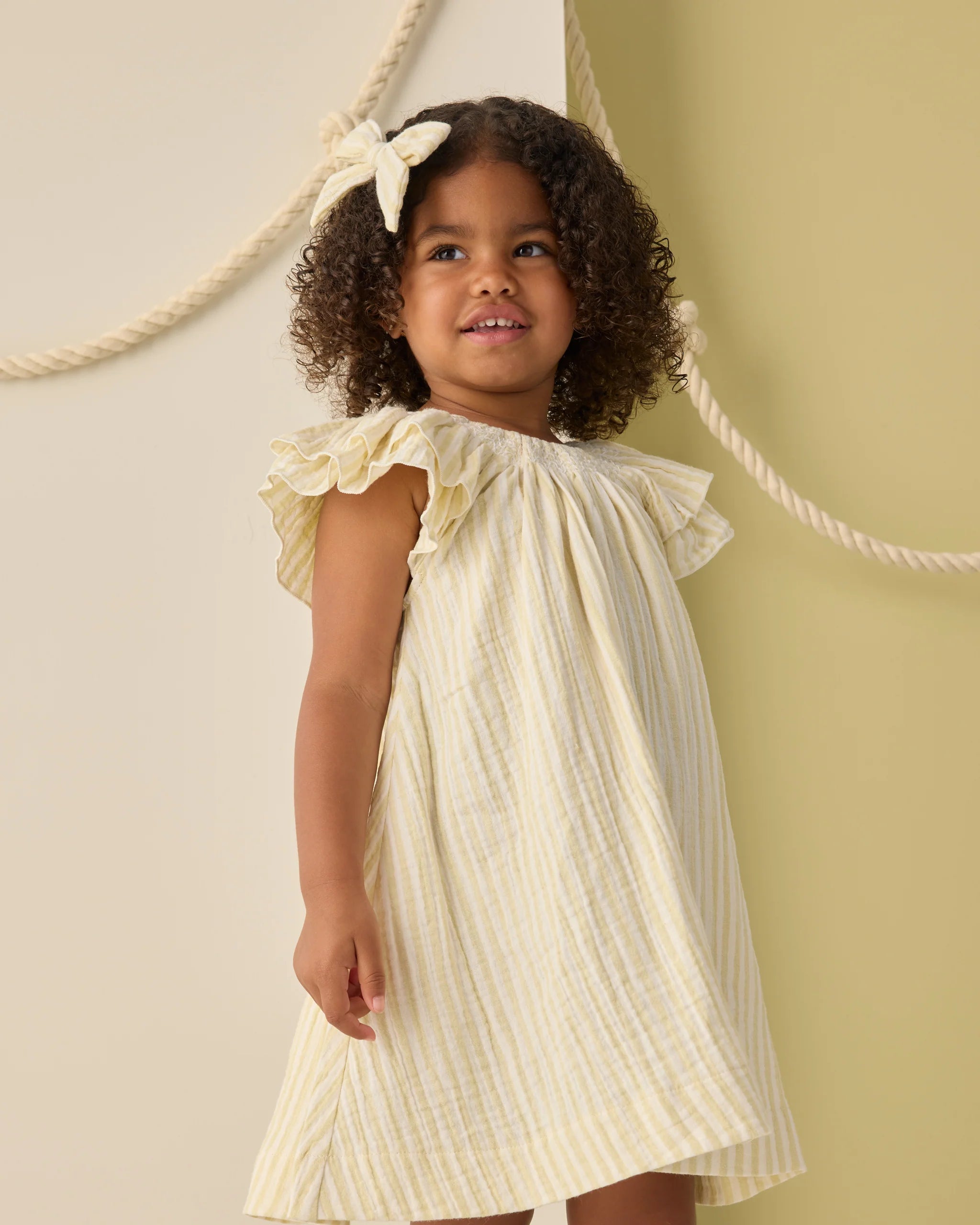 Rylee & Cru |  Lucia Dress Citron Stripe | Side | Vagabond | Apparel | Boutique