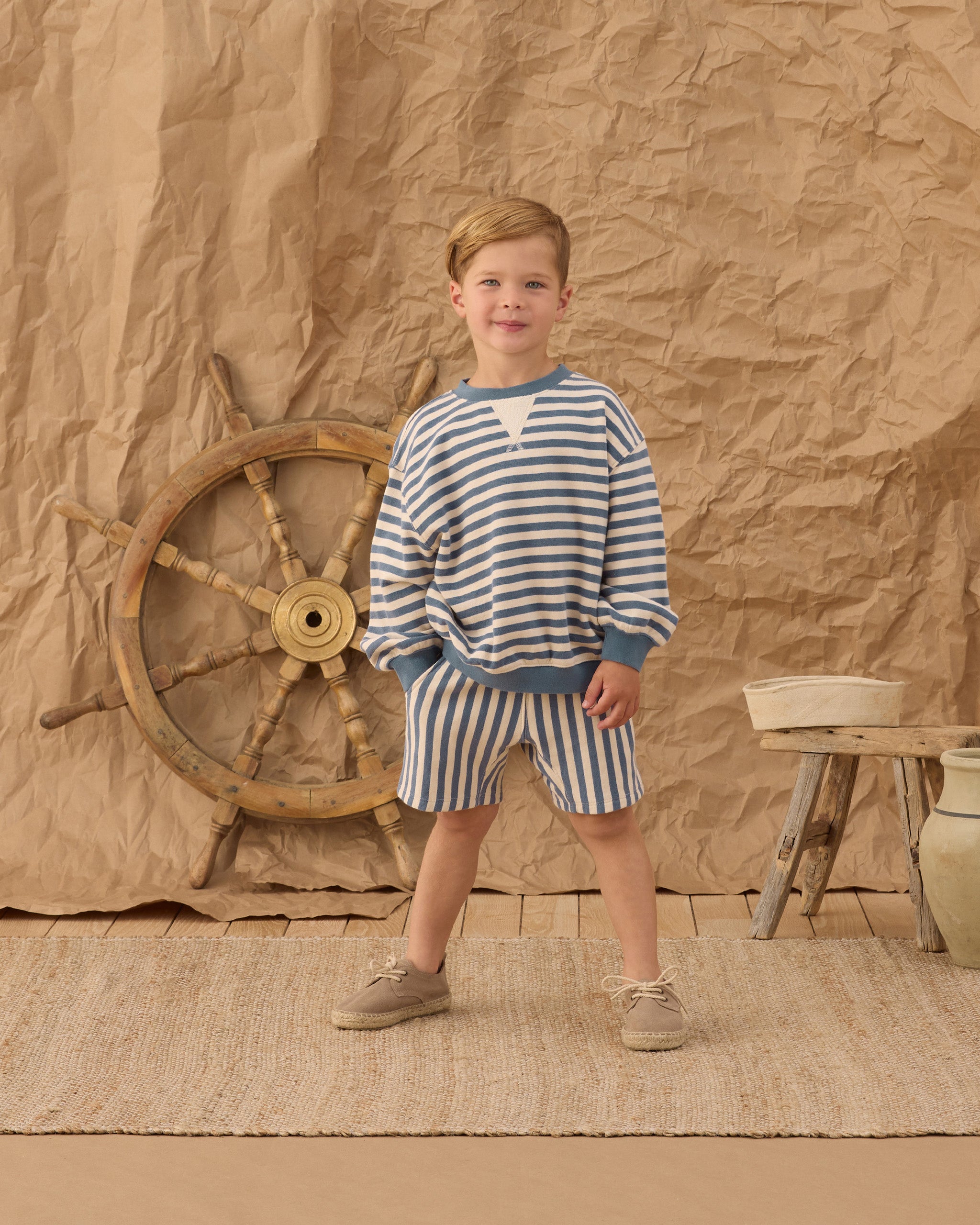 Rylee & Cru |  Relaxed Short Marine Stripe | Model | Vagabond |Apparel | Boutique