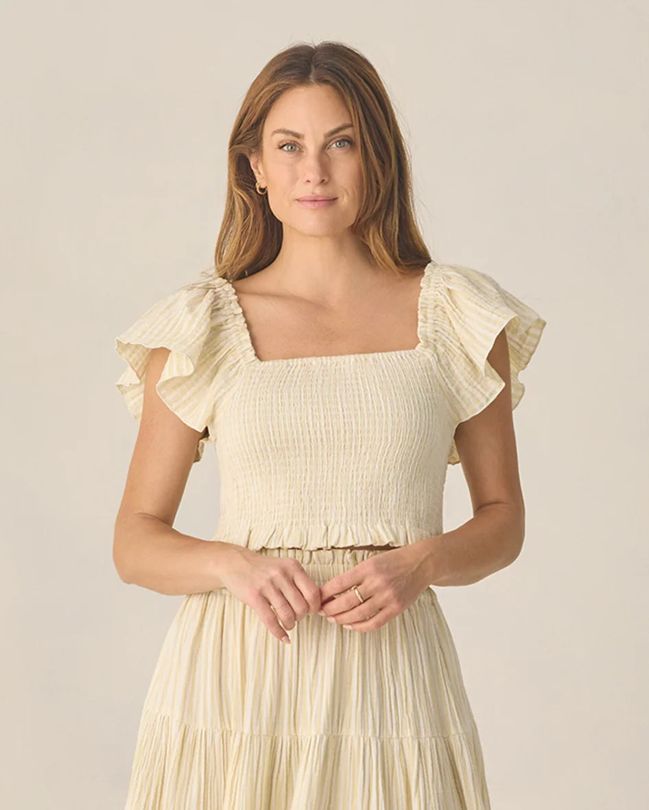 Rylee & Cru Women Zayla Top Citron Stripe