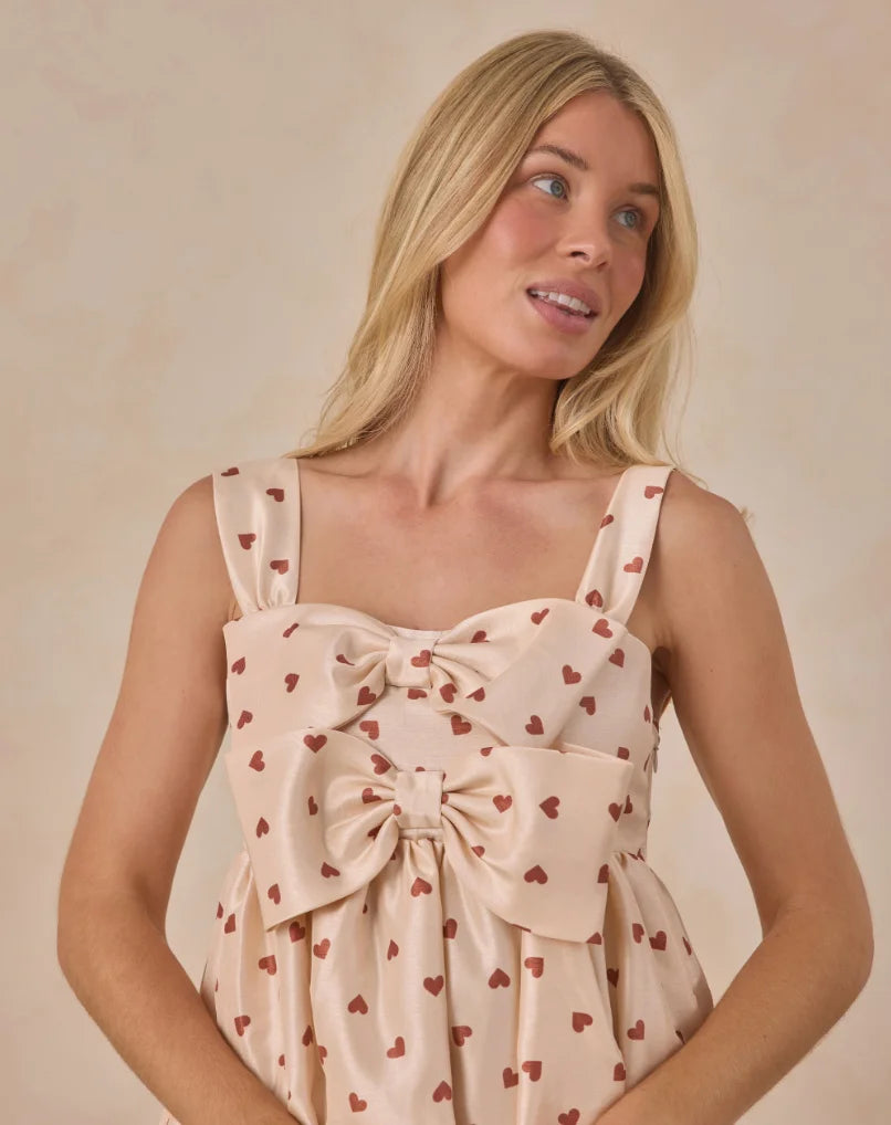 Rylee & Cru | Womens Cindy Dress Red Hearts | Close | Vagabond | Apparel | Boutique