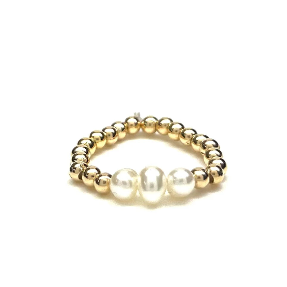 Silver Girl 3 Pearl Bead Ring | Vagabond Apparel Boutique