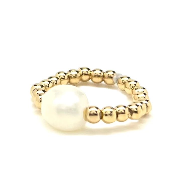 Silver Girl Baroque Pearl Bead Ring | Vagabond Apparel Boutique