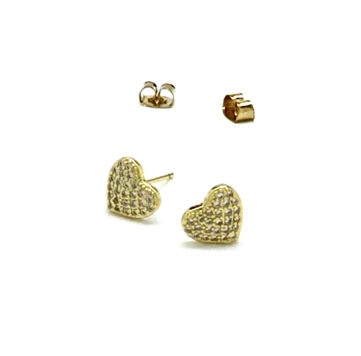 Silver Girl Medium Pave Heart Post Earrings | Vagabond Apparel Boutique