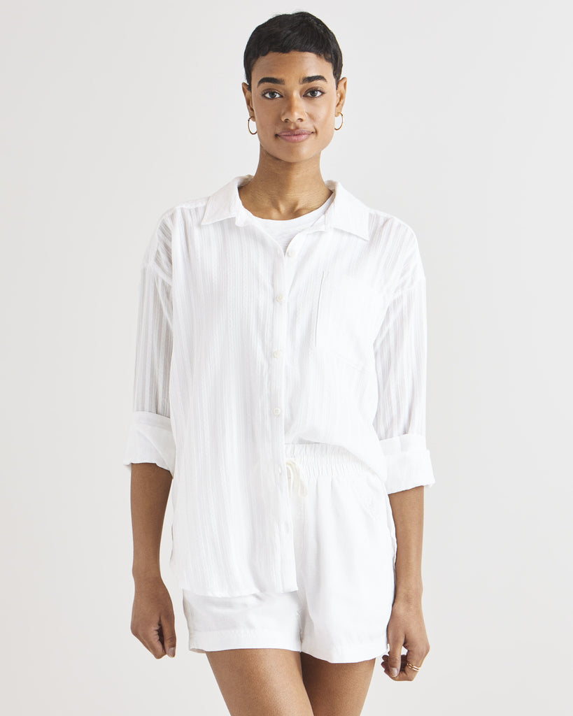 Splendid Bloom Button Down Shirt White | Vagabond Apparel Boutique