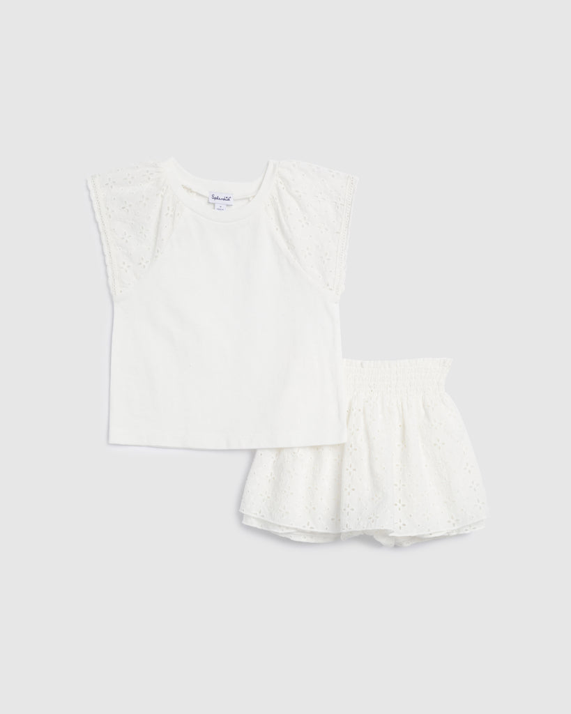 Splendid Infant Girl Breezy Short Sleeve Skort Set White | Vagabond Apparel Boutique