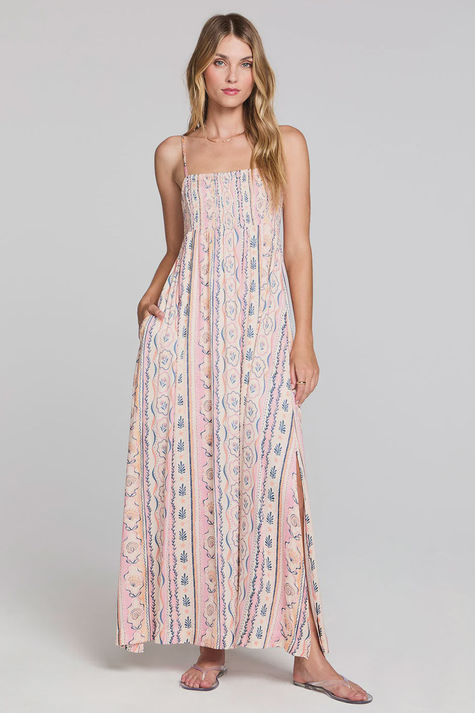 strapless open back dress Rosalyn Pink Floral Midi Dress main image 0
