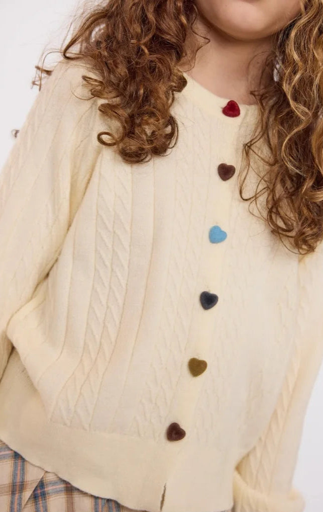 Sadie & Sage | Mochi Heart Button Sweater | Close | Vagabond | Apparel | Boutique