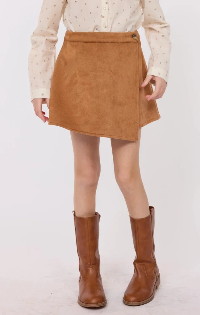 Sadie & Sage | Risk Taker Wrap Over Faux Suede Skirt | Front | Vagabond | Apparel | Boutique