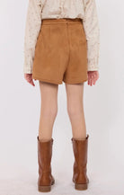 Sadie & Sage | Risk Taker Wrap Over Faux Suede Skirt | Back | Vagabond | Apparel | Boutique