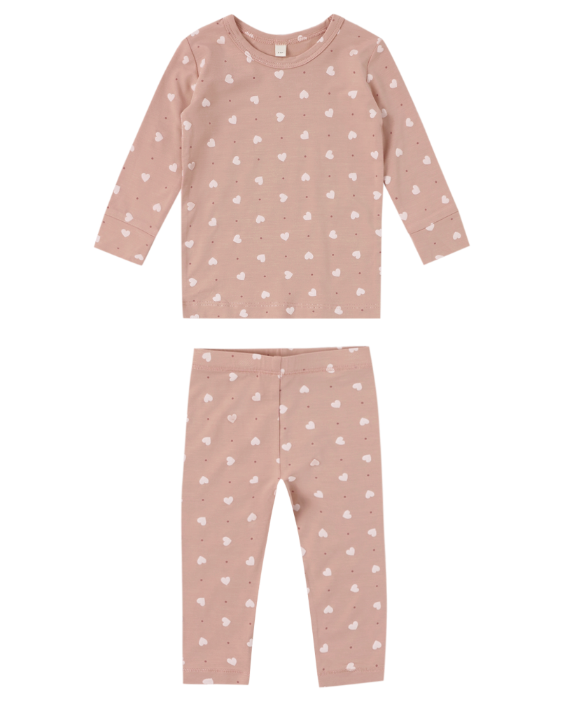 Rylee & Cru Bamboo PJ Set Pink Hearts