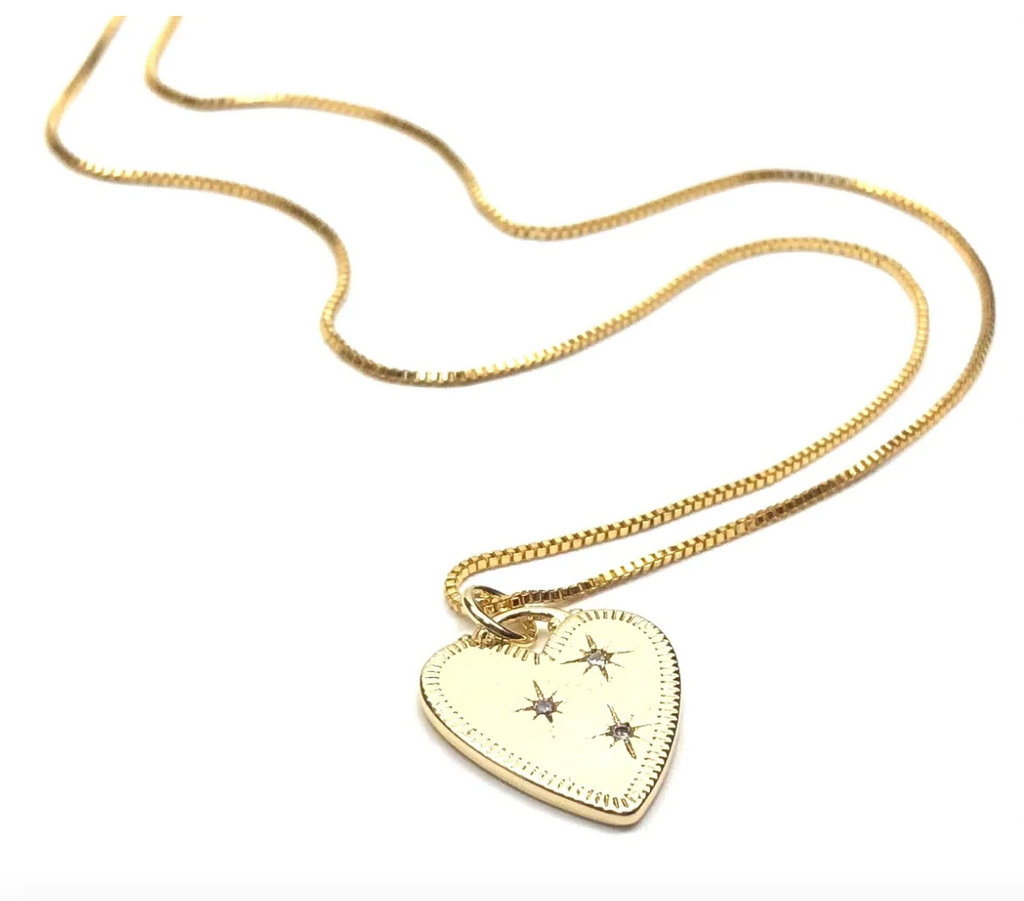Silver Girl Starburst Heart Necklace Gold Filled