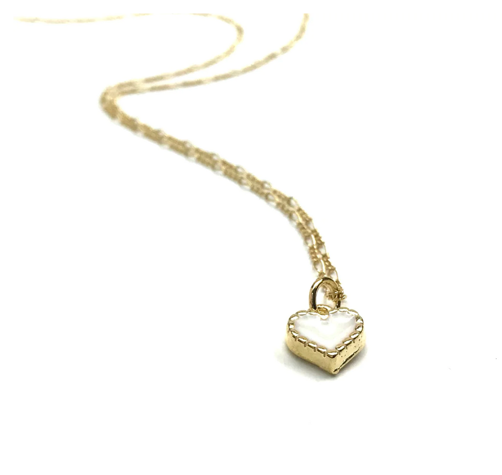Silver Girl White Heart Necklace Gold Plated
