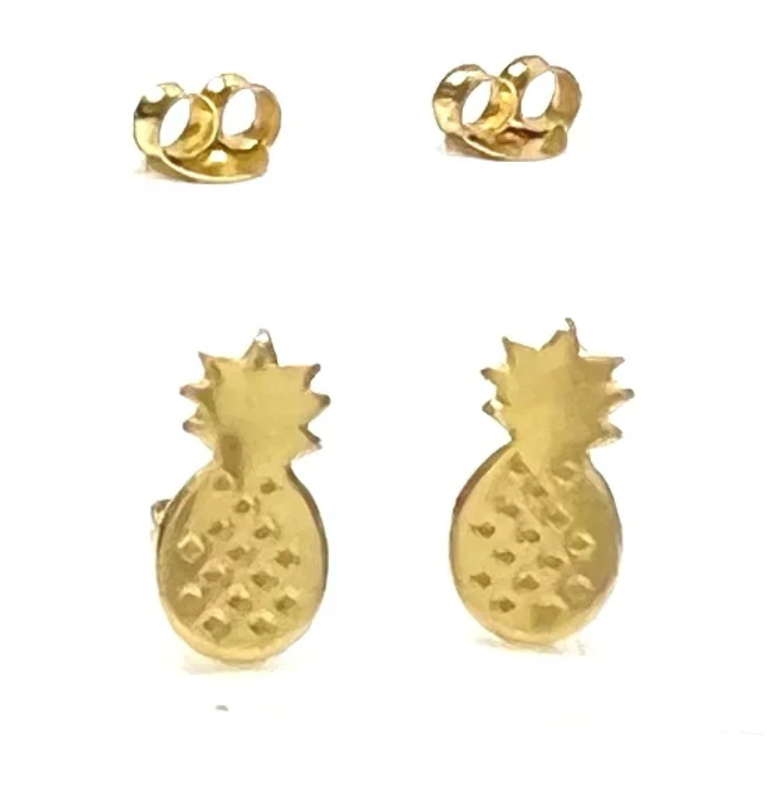 Silver Girl Pineapple Earrings Gold