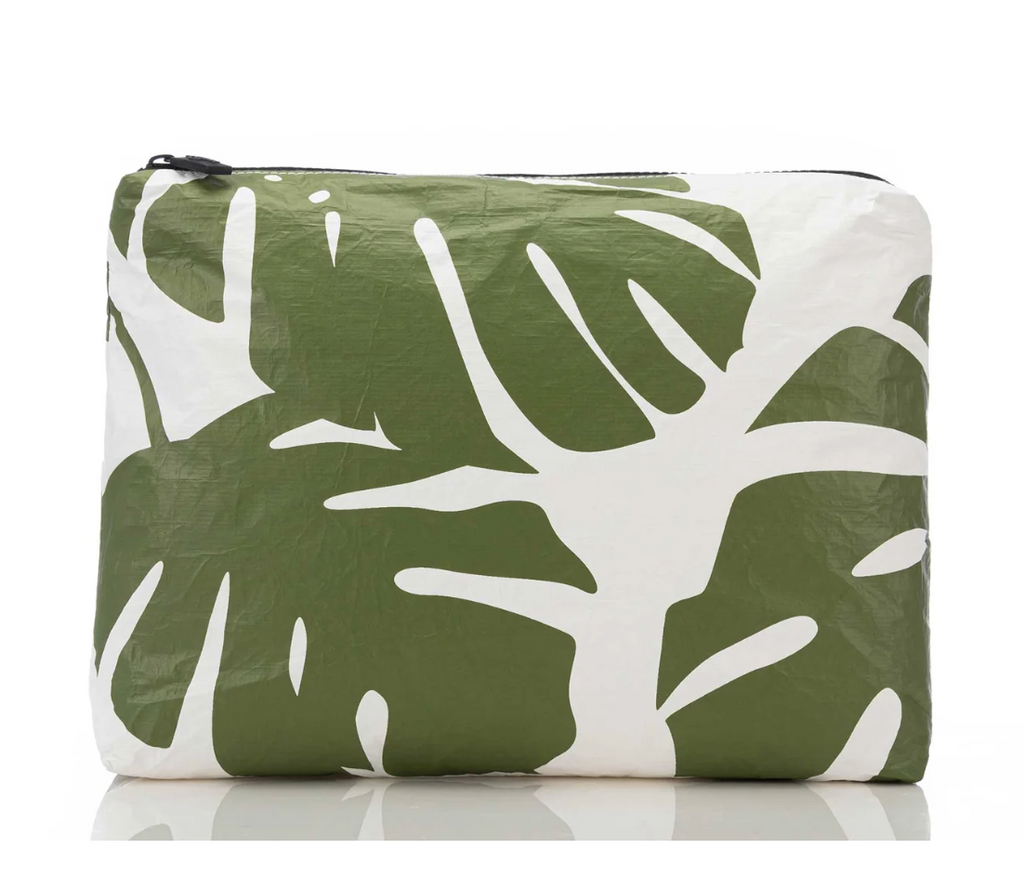 Aloha Monstera Mid Pouch Seaweed