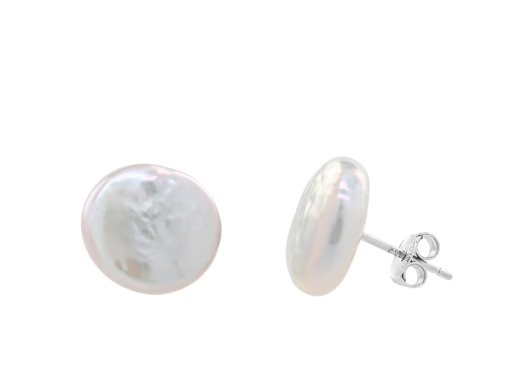 Sea Lustre Coin Pearl Stud