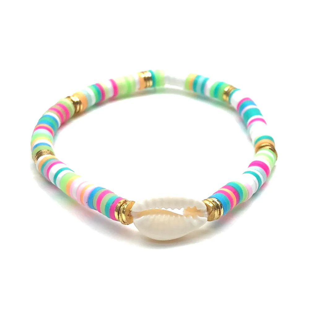 Silver Girl Mini Cowrie Heishi Bracelet