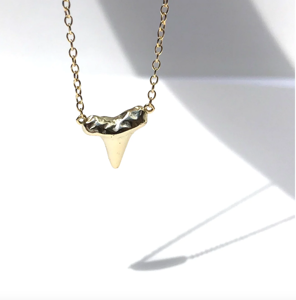Silver Girl Shark tooth Necklace Gold