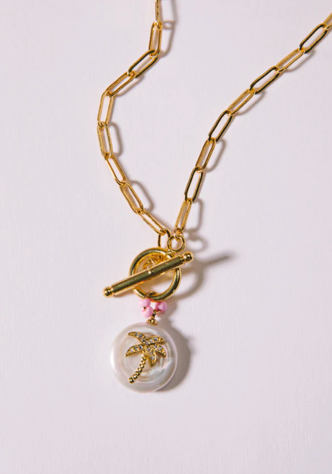 Logan Tay Mother Of Pearl Palm Necklace