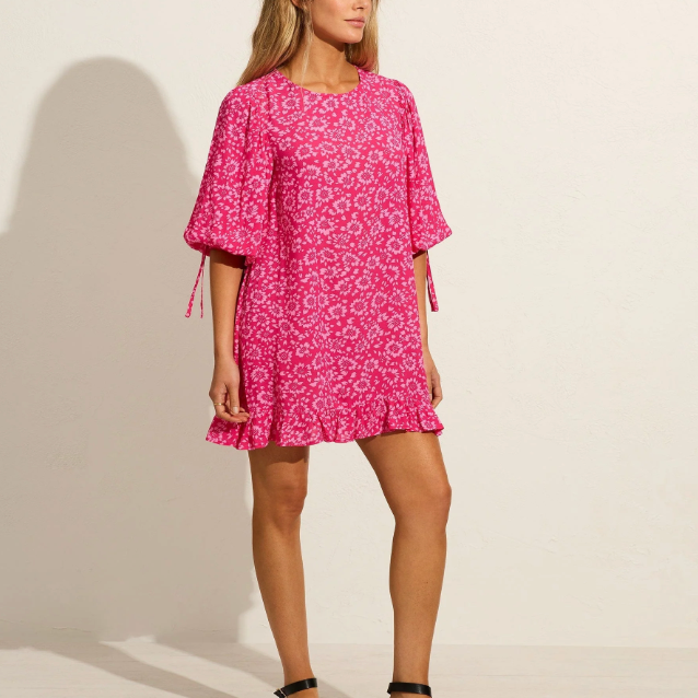 fuchsia delight mini dress Cute Fuchsia Dress - Skater Dress - Pink Sleeveless Dress