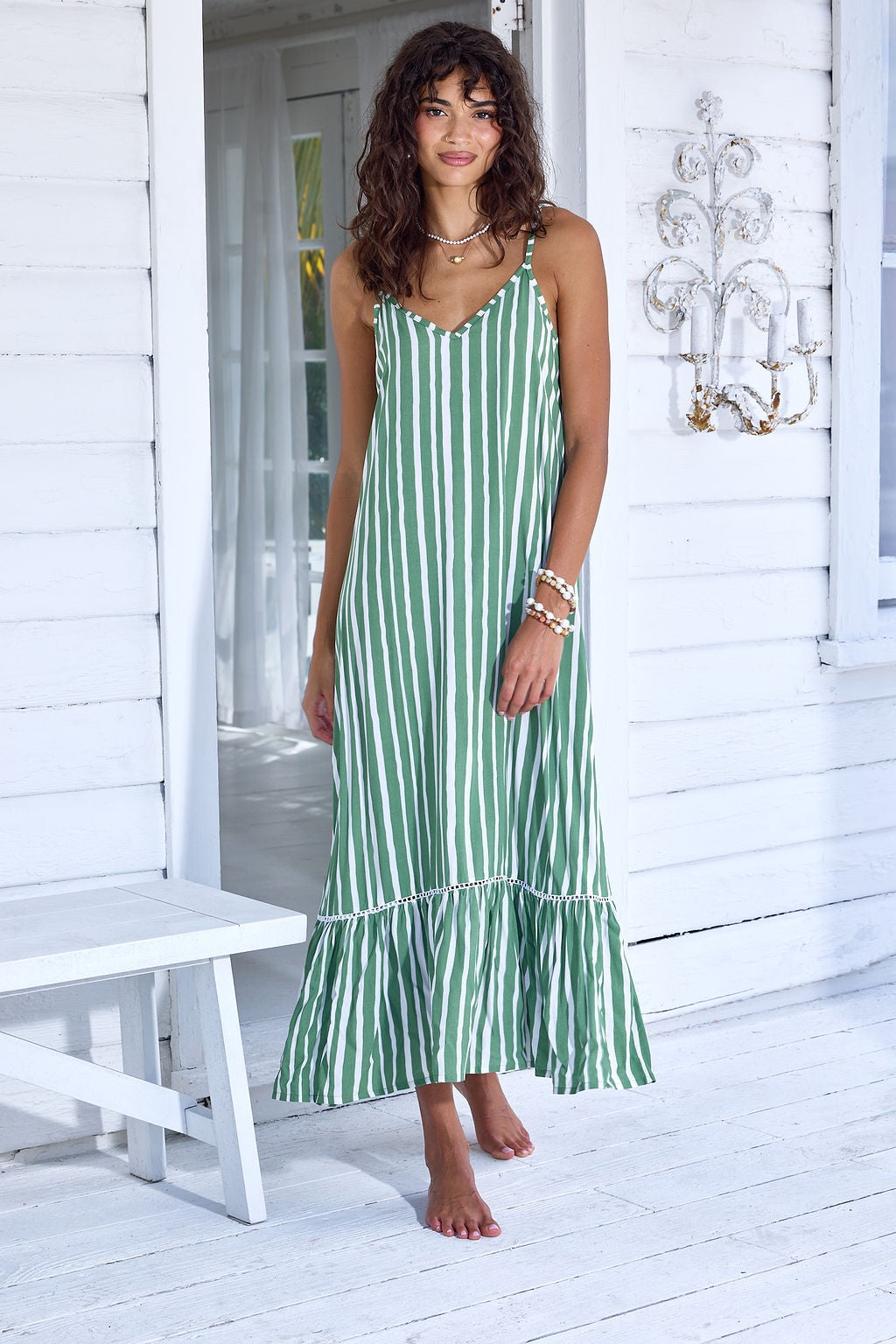 Sea Lustre | Day Tripper Slip Dress | Palm | Stripe | Vagabond | Apparel | Boutique