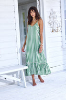 Sea Lustre | Day Tripper Slip Dress | Palm Stripe | Side | Vagabond | Apparel | Boutique