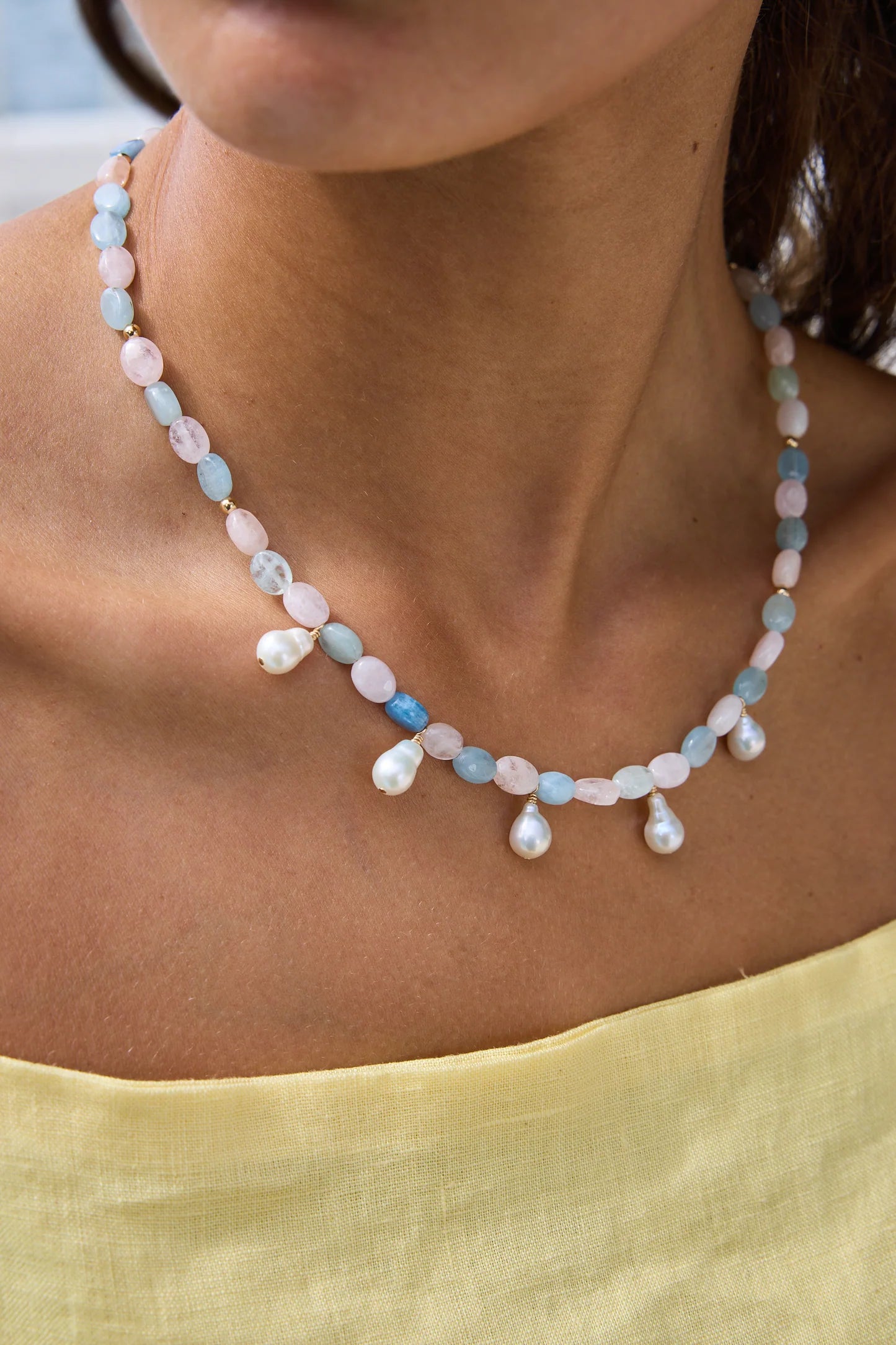 Sea Lustre | Ocean Air Beryl & Freshwater Pearl Necklace | Vagabond| Apparel | Boutique