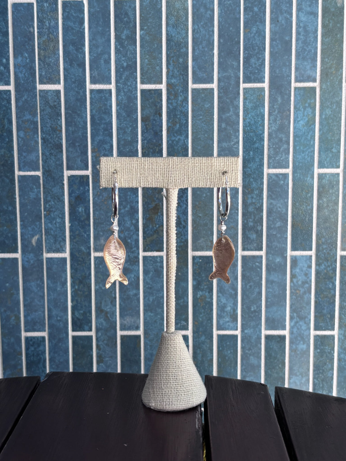 Silver Girl | MOP Fish Drop Hoop | Vagabond | Apparel | Boutique