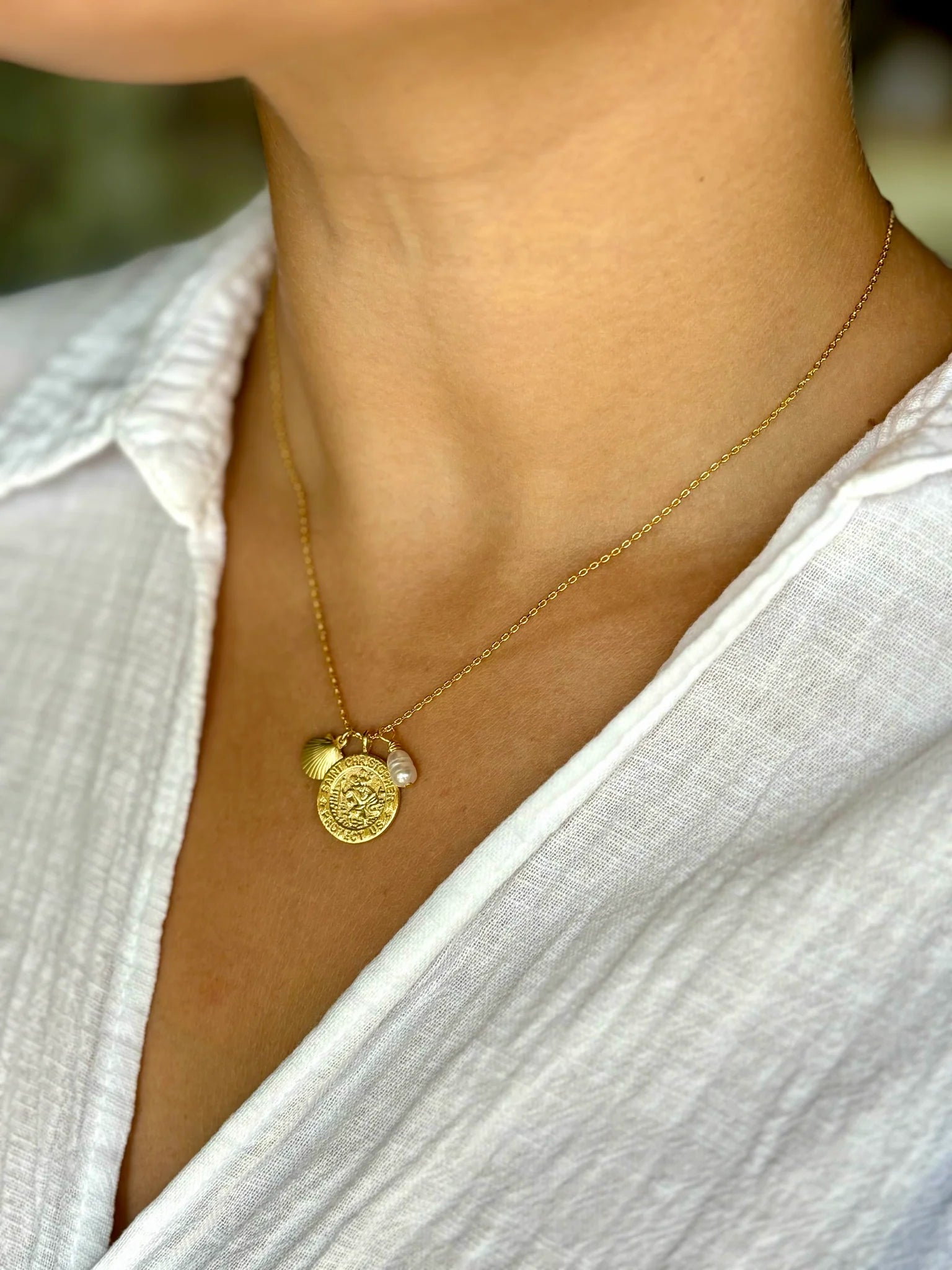 Silver Girl St. Christopher's Charm Necklace