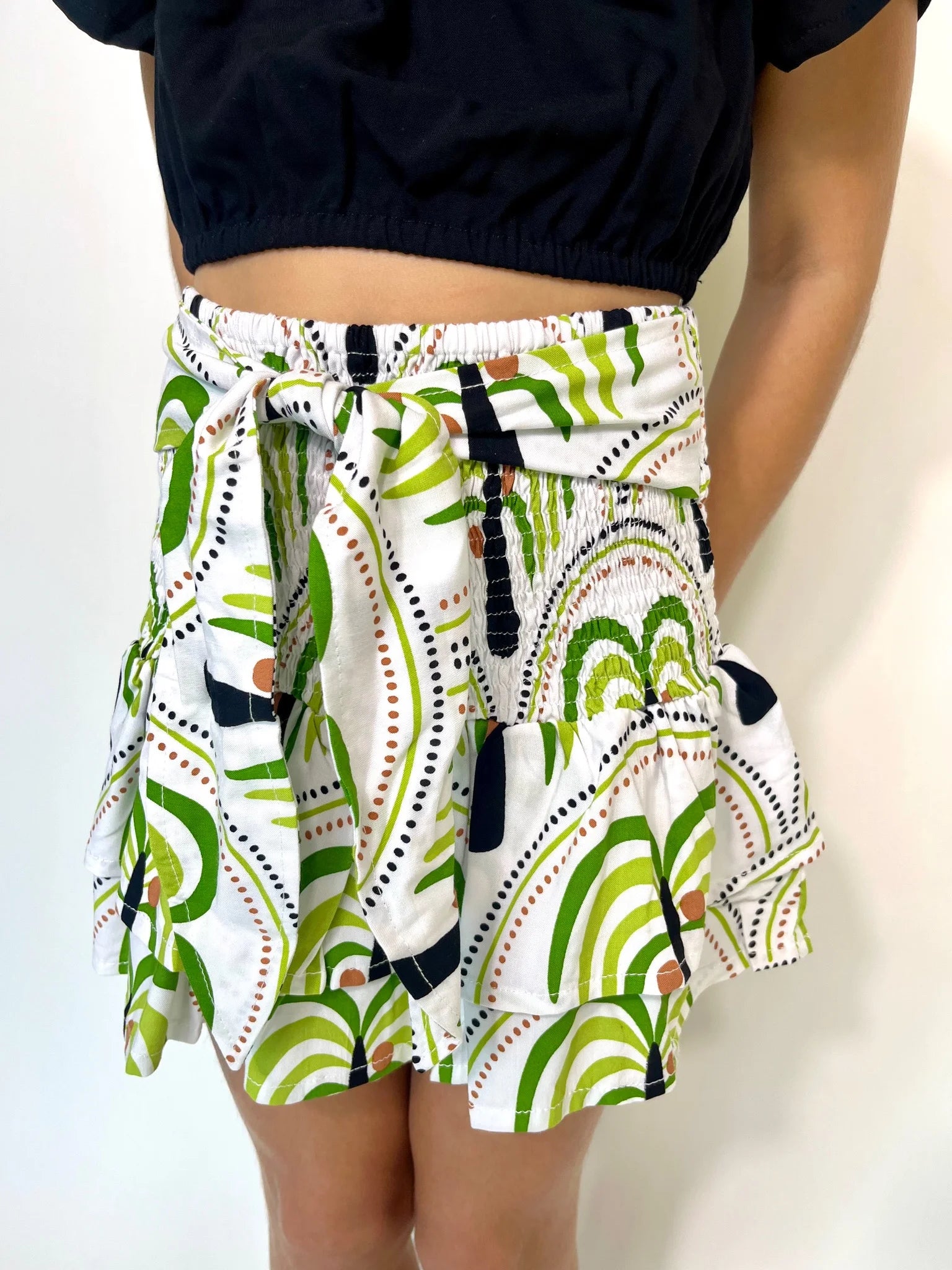 Skemo Kid | Sunset Palm Tie Mini Skirt | Vagabond | Apparel | Boutique