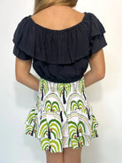 Skemo Kid | Sunset Palm Tie Mini Skirt | Back | Vagabond | Apparel | Boutique