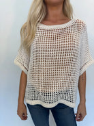Skemo | Azure Crochet Classic Top | White | Close | Vagabond | Apparel | Boutique