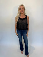 Skemo | Azure Crochet Tank Top W/Tie | Black | Front | Vagabond | Apparel | Boutique