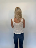 Skemo | Azure Crochet Tank Top W/Tie | White | Back | Vagabond | Apparel | Boutique