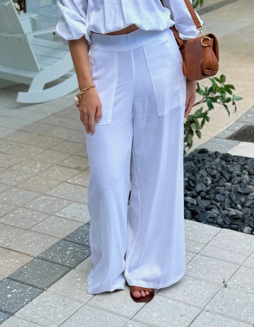 Sole | Nicole | No | Tie | Pant | White | Stock | Vagabond | Apparel | Boutique