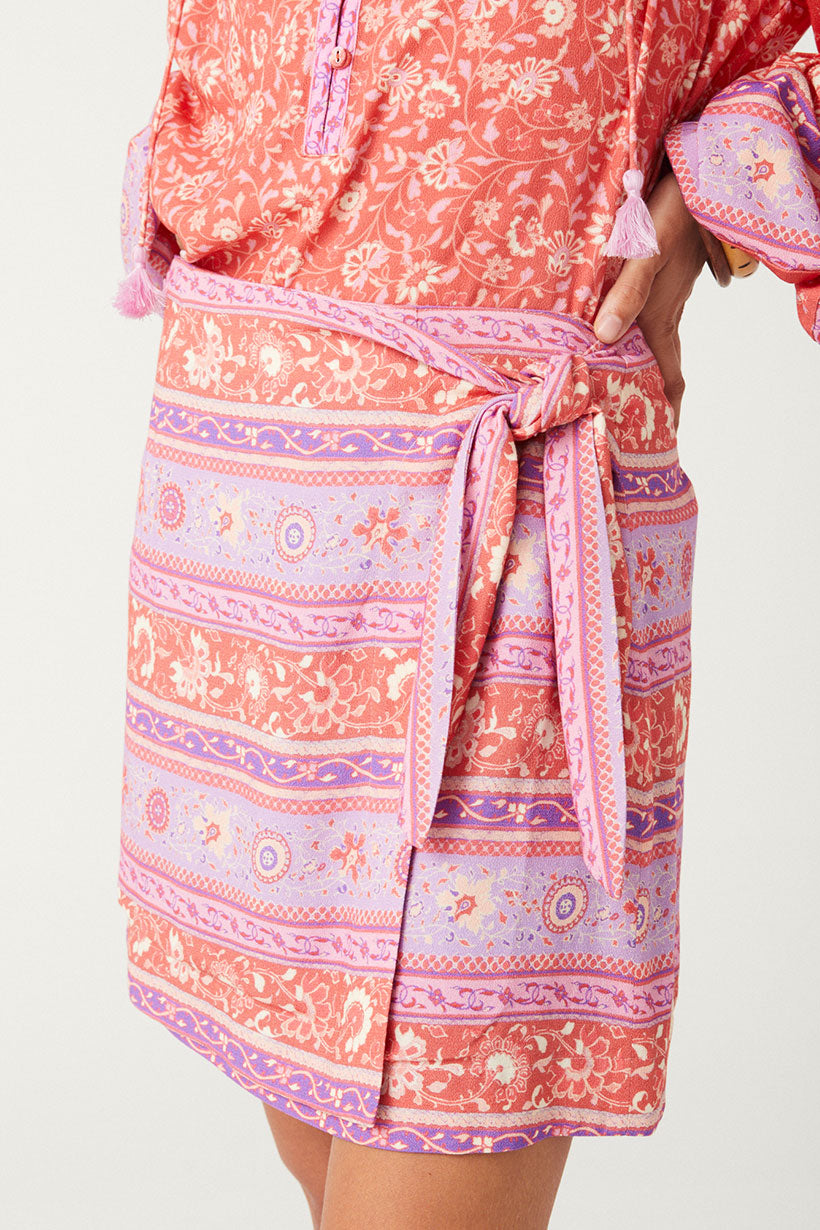 Spell Sunshine Bandit Wrap Mini Skirt Cayenne | Vagabond