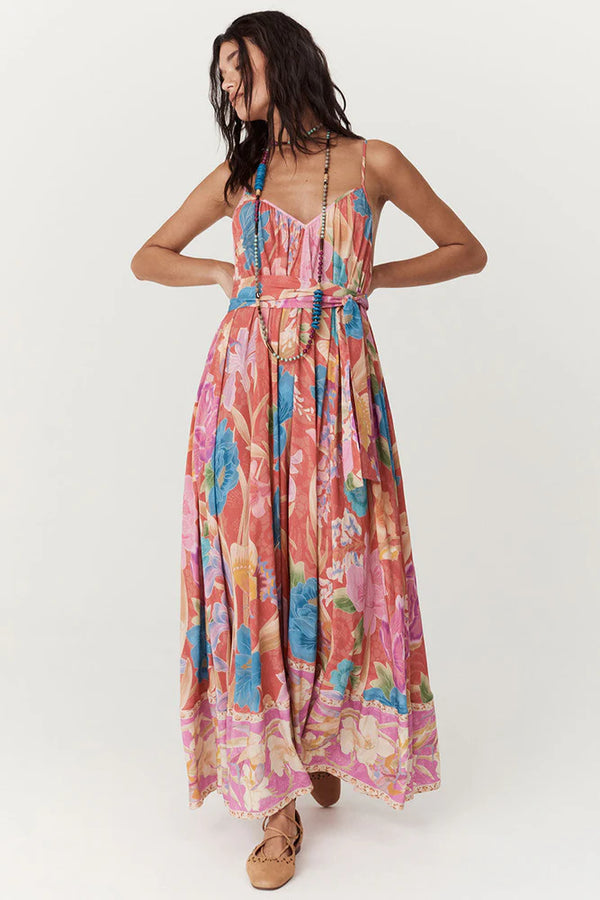 open lace back dress Spell Painters Garden Strappy Maxi Dress