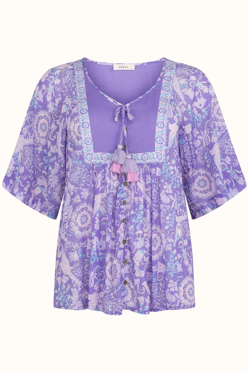 Spell | Sannah Short Sleeve Blouse | Lavender | Vagabond | Apparel | Boutique
