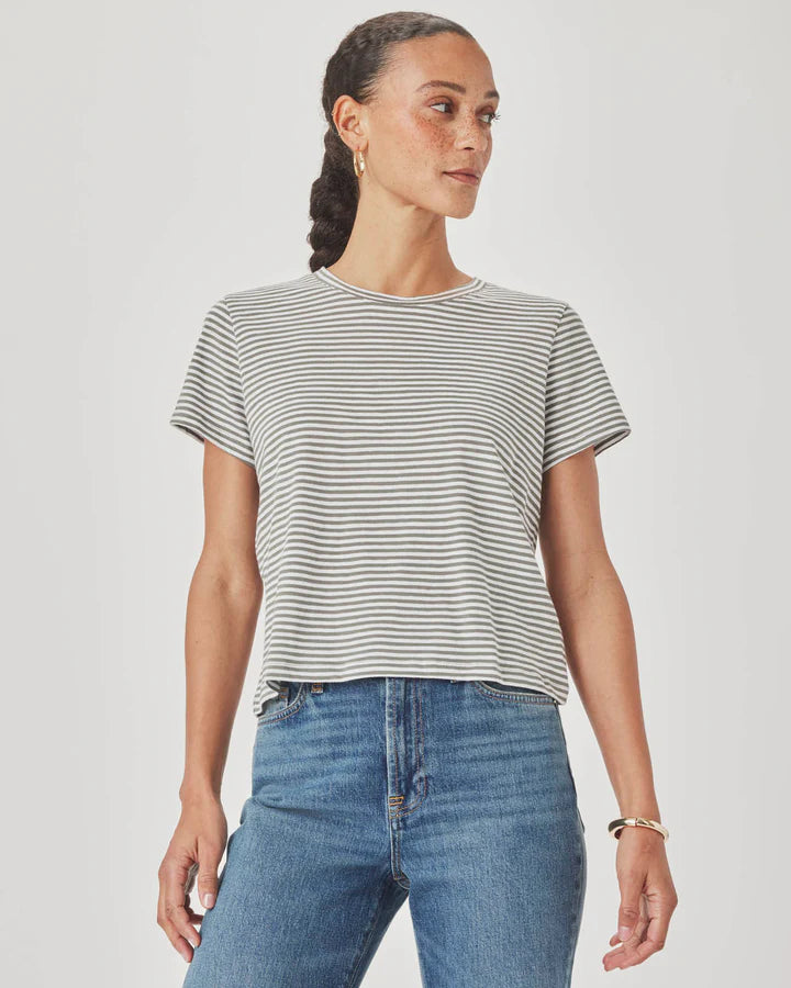Splendid | Louisa Stripe Short Sleeve Tee | Olive | Vagabond | Apparel | Boutique
