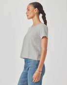 Splendid | Louisa Stripe Short Sleeve Tee | Olive | Side | Vagabond | Apparel | Boutique