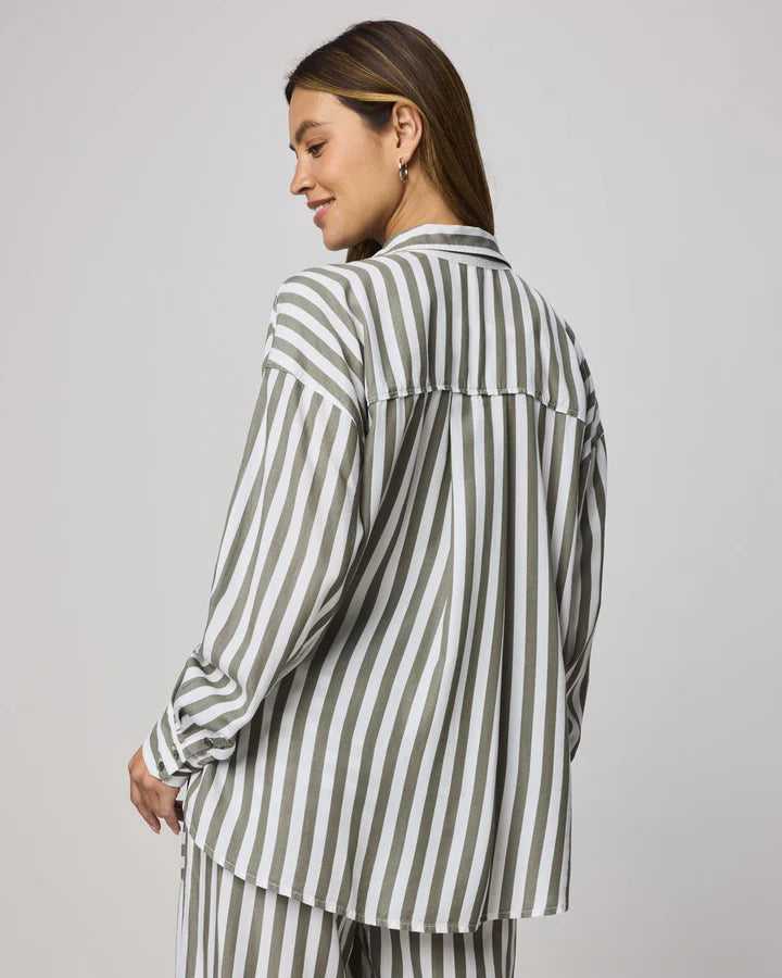 Splendid | Ella Stripe Button Down | Green | Back | Vagabond | Apparel | Boutique