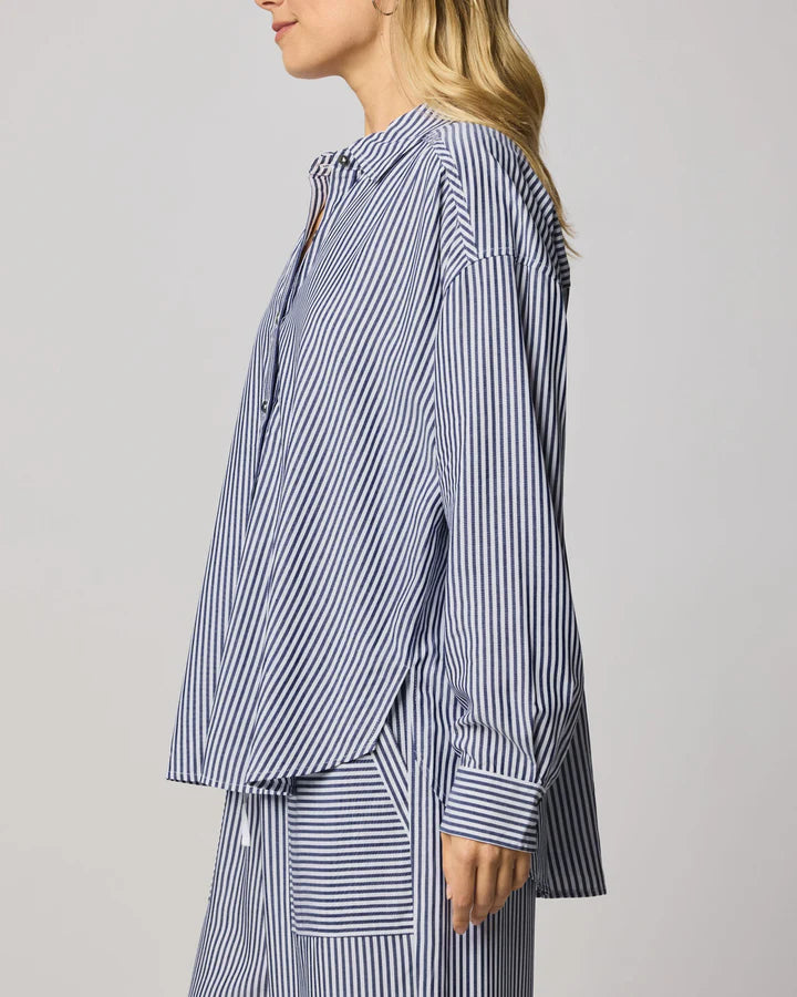 Splendid | Ella Stripe Button Down | Navy| Side | Vagabond | Apparel | Boutique