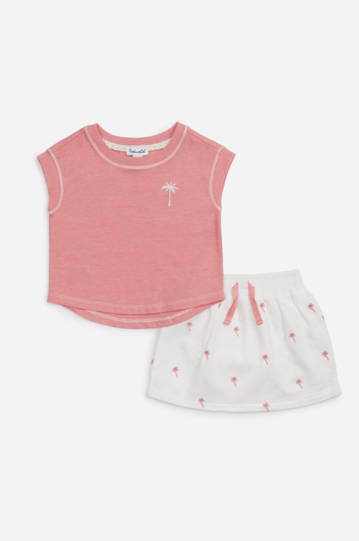 Splendid | Toddler Girl Tropical Palm Embroidered Tee Set | Vagabond | Apparel  | Boutique